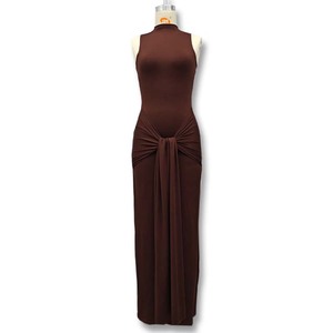 Nouvelle robe fourreau élégante pour <span class=keywords><strong>femme</strong></span>, sans manches, couleur unie, taille cintrée, à lacets, pour l'automne et l'hiver - Product Image 5