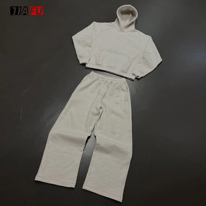 High Quality Custom Casual Boxy Wide Straight Leg Pants and Pullover Hoodie Two Sets Clothing Manufacturer Men Tracksuit - Product Image 1