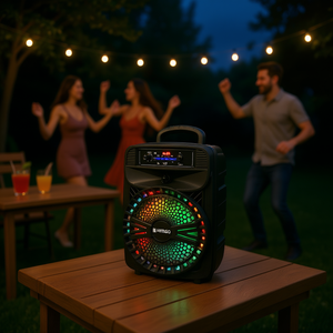 Altavoz Bluetooth Portátil KINISO de 15 Pulgadas con Iluminación LED RGB, Alimentado por Batería, para Fiestas al Aire Libre, con Control Remoto - Product Image 2