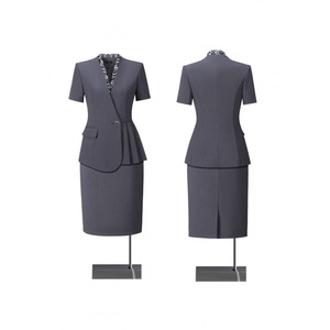 Women's Business Suit Set Short Sleeve Navy Blue Formal Workwear Anti-Wrinkle <b>Wool</b> Blend Commute Wear - Product Image 5