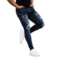 Jeans pour hommes Gingtto personnalisés en denim blanc et noir, coupe ajustée, extensibles, effet usé et déchiré, style skinny