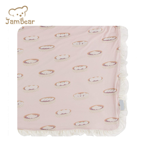 Manta con volantes <span class=keywords><strong>de</strong></span> bambú, manta envolvente para bebé, <span class=keywords><strong>Jersey</strong></span> orgánico, manta <span class=keywords><strong>de</strong></span> <span class=keywords><strong>canastilla</strong></span> para bebé, envoltura sostenible para bebé - Product Image 5