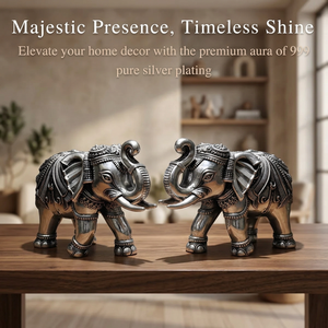Elegante Figura de Elefante Metálica 3D Tradicional Vastu, Tronco Ascendente, Chapado en Oro de 24k, Hecho a Mano, Acabado Antiguo Moderno, para Bodas y Diwali - Product Image 5
