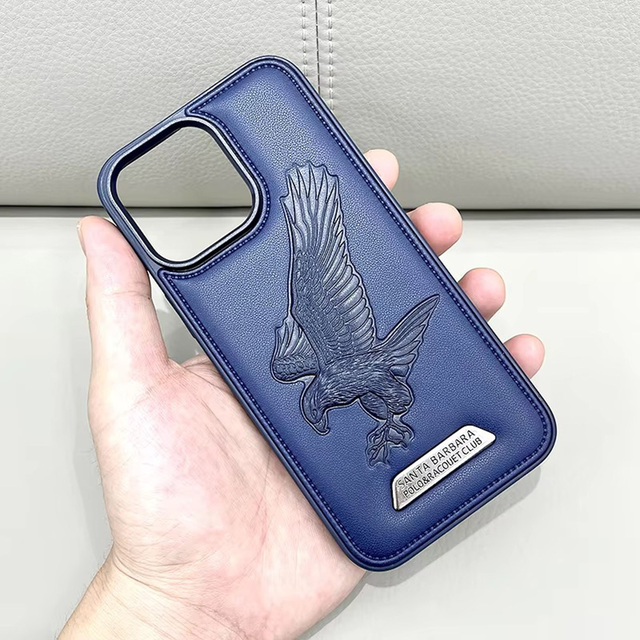 Custom Luxury 3D TPU Leather Embossed Eagle Phone Case for iPhone 17 Plus 16 15 14 13 12 11 Pro Max