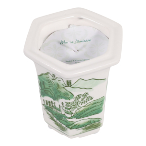 Ceramic Scented <b>Candle</b> Bowl Chinoiserie Green Landscape <b>Small</b> Votive Decor Indoor Outdoor Accent - Product Image 4