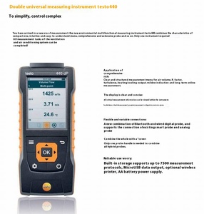 Testeur de vitesse du vent à affichage numérique Testo 440 IP67 avec température de fonctionnement de -20°C à +60°C pour la mesure de l'air intérieur - Product Image 2