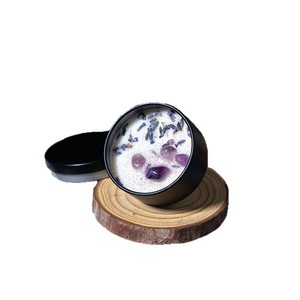 Bougie parfumée à la soja, lavande, pierre de cristal, en forme de coupelle ronde, faite à la main, décoration d'intérieur, bougie d'ambiance - Product Image 4