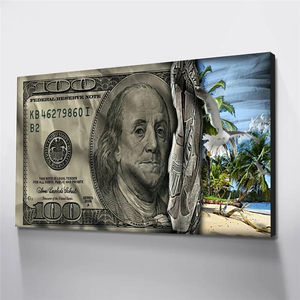 Póster <span class=keywords><strong>de</strong></span> dólar para decoración del hogar, pintura en lienzo <span class=keywords><strong>de</strong></span> dinero Vintage para la playa - Product Image 4