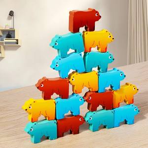 Bloques de Madera Apilables con Forma de Oso, Juguetes Educativos Montessori para Niños, Coordinación Mano-Ojo, Habilidades Motoras Finas - Product Image 4