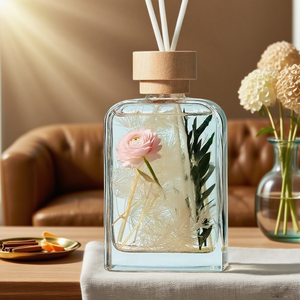 Frost Aromatherapy Packaging Reusable 100ml 200ml Crown Cap Screw Cap <strong>Screen</strong> Printed Flat Square Glass <strong>Reed</strong> Diffuser Bottles - Product Image 3