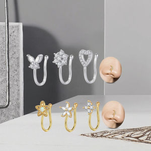 <strong>Fake</strong> Nose <strong>Ring</strong> Hoop Non Piercing Nose Cuff Faux Nose <strong>Rings</strong> for Women Clip on <strong>Septum</strong> <strong>Ring</strong> <strong>Fake</strong> Body Jewelry - Product Image 3