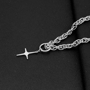 Hot Selling Simple Popular Design <b>Titanium</b> Steel Cross Pendant Necklace Hiphop Silver Plated Unisex's Necklace Trendy Jewelry - Product Image 5