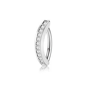 Clicker ventre plaqué or en acier inoxydable avec bijoux de piercing en CZ pavé clair - Product Image 5