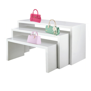 <strong>White</strong> 3 <strong>Tables</strong> High <strong>Gloss</strong> Multi-functional <strong>Nesting</strong> Coffee <strong>Tables</strong> Island Display <strong>Table</strong> Stand for Clothing Store - Product Image 6