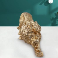 Cadeaux décoratifs de bureau artisanat statue argent intérieur fibre de verre animal résine or lion sculpture