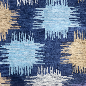 Alfombra de lana hecha a mano MAKHMAL, suave, multicolor, azul, moderno, de lujo, diseño Ikat, técnica de corte de pila, juegos de alfombras para el hogar - Product Image 1