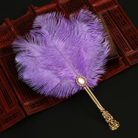 Nuevo hermoso abanico de pelo de avestruz estilo antiguo ropa Han abanico decorativo de plumas de hadas Cheongsam abanico de baile de pasarela