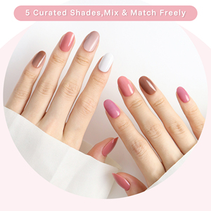 AIERFEI 120 <span class=keywords><strong>Uñas</strong></span> Postizas Ovaladas a Presión, 5 Colores Básicos Clásicos Sólidos Mixtos, <span class=keywords><strong>Uñas</strong></span> Acrílicas Universales al por Mayor - Product Image 2