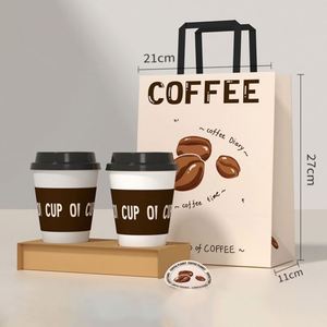 บรรจุภัณฑ์กาแฟ ชา เบียร์ แบบนำกลับบ้าน สำหรับขายส่ง รีไซเคิลได้ พร้อมโลโก้สั่งทำ แก้วกระดาษและถุงกระดาษคราฟท์ สำหรับขนาดเดี่ยว/สองชั้น - Product Image 2