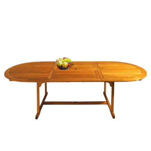 MESA OVALADA DE ALEACIÓN DE 180X100 CM CON MADERA DE ACACIA - Product Image 1