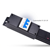 Armoire de distribution d'alimentation (PDU) de type UK à 9 voies, protection 3P, disjoncteur 3P, prise PDU, utilisation extérieure, noir, 19 pouces, 1U