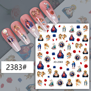 Autocollants pour ongles Vierge Marie, autocollants pour ongles chrétiens Jésus San Judas, autocollants 3D auto-adhésifs pour ongles avec ailes d'ange pour bébé - Product Image 5