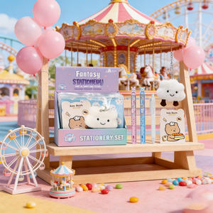 Ensemble de papeterie pour enfants de <span class=keywords><strong>dessin</strong></span> <span class=keywords><strong>animé</strong></span> de quatre pièces de vente chaude petit cadeau pour les étudiants commençant l'école comprend des porte-clés en peluche - Product Image 5