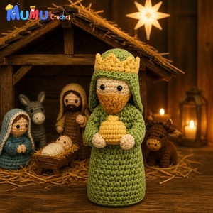 Crèche artisanale au crochet Amigurumi Marie Joseph Bébé Jésus Poupée religieuse <span class=keywords><strong>de</strong></span> Noël Décoration d'autel <span class=keywords><strong>de</strong></span> Noël Cadeau - Product Image 3