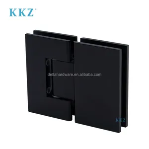 KKZ produsen 8mm 10mm 12mm pintu kaca Tempered Shower 316 baja tahan karat Matte hitam klem engsel dudukan