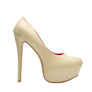 गर्म थोक बड़े आकार महिलाओं के जूते बेज रंग 17 cm उच्च एड़ी 5 cm मंच महिलाओं के जूते शास्त्रीय डिजाइन महिलाओं पंप