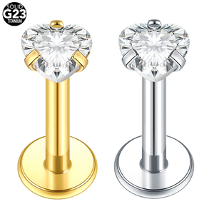 Lingchee ASTM F136 Titan 16G tim CZ nội bộ ren phẳng trở lại labret sụn <span class=keywords><strong>tragus</strong></span> Helix mũi <span class=keywords><strong>Stud</strong></span> xuyên - Product Image 1