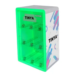 Tinya Manufacturer Shiny Led Light Cigarette Pusher Display Rack Desktop Shisha Tobacco Hookah Flavors Acrylic Display Case