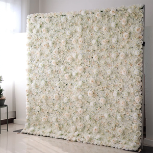 Nouvelle Arrivée : Mur de Fleurs Artificielles Haut de Gamme en Soie, Panneau Floral Moderne Personnalisé 5D/8D, Roses Crème et Blanches pour Décoration de Scène de Mariage - Product Image 5