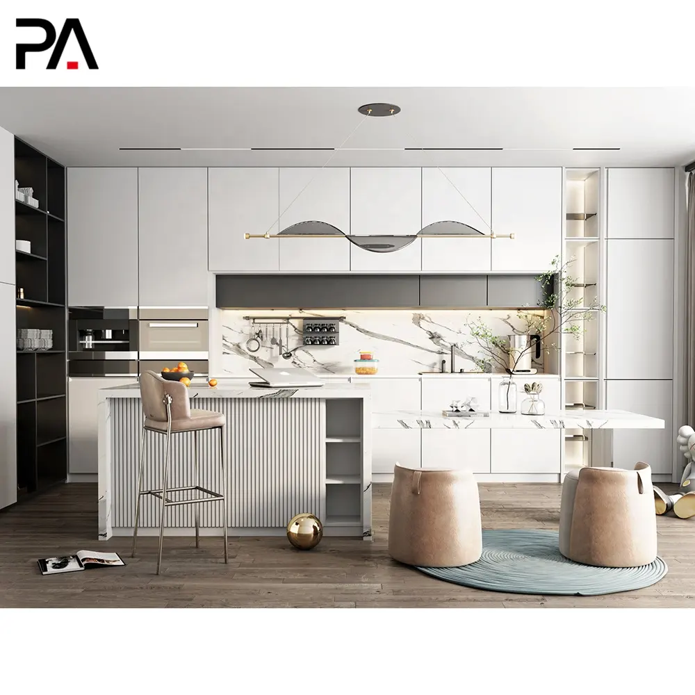 PA wholesale american style modern design white lacquer kitchen furniture