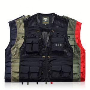 Chaleco para Hombre al por Mayor, Chaqueta de Nailon, Transpirable, para Pesca, con Múltiples Bolsillos, para Fotografía, Periodismo, con Logotipo Personalizado Bordado - Product Image 1