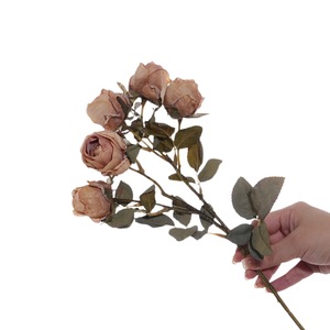 Fleur artificielle <span class=keywords><strong>en</strong></span> soie vintage à 5 têtes, petite rose à bords brûlés, pour la décoration de la maison <span class=keywords><strong>et</strong></span> des hôtels, occasions de Noël <span class=keywords><strong>et</strong></span> de remise de diplômes - Product Image 6