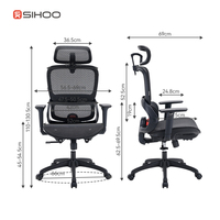 Chaise de bureau exécutive moderne SIHOO B100 en maille, accoudoirs 4D, hauteur réglable, appuie-tête plus large, base pivotante