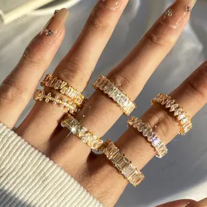 925 gioielli in argento Sterling con zirconi fascia eternità anello di fidanzamento con diamanti impilabile anelli placcati oro 18 carati gioielli da donna