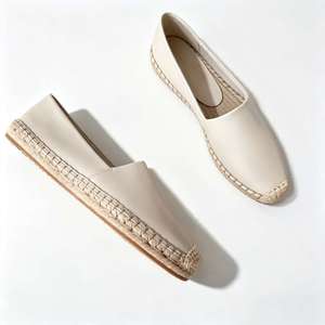 Sandalias Planas de Cuero Genuino, Color Sólido, Punta Cerrada, Estilo Espadrille, Transpirables para Verano, Suela de Yute, PU, Goma, Poliéster, Ajuste Chic - Product Image 2