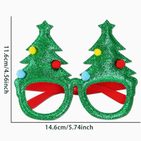 Gafas Decorativas con Diseño de Árbol de Navidad Verde sin Pedrería, Accesorio para Disfraces de Fiesta Navideña