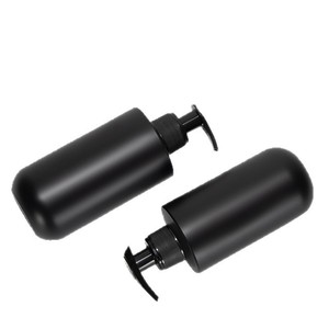 Bouteilles à pompe noires de 250 ml et 500 ml pour shampoing, lotion corporelle, usage en voyage, avec finition givrée, emballage double couche - Product Image 1