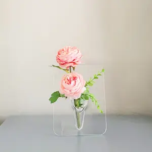 핫 세일 인기있는 현대 미니멀 아트 아크릴 반사 다채로운 홀드 물 탁상 디스플레이 꽃병 홈 장식