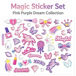 Autocollants magiques rêveurs, imperméables, auto-adhésifs, imprimés à paillettes, étiquettes de dessins animés pour téléphones, tasses, cadeaux, forme irrégulière - Product Image 2