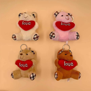 يوم عيد الحب ، لعبة أفخم بالجملة دمية دب صغير تصميم سلسلة مفاتيح دمية دب صغير صغير صغير مع قلب - Product Image 2