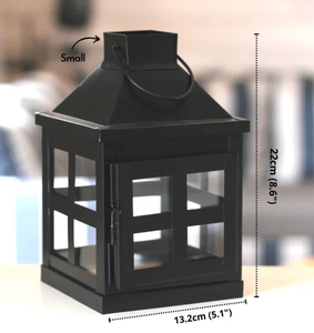 Linterna de hierro de Color negro con candelabro decorativo de vidrio, linterna para exteriores, interior, hogar, jardín, decoración de iluminación de Navidad - Product Image 2