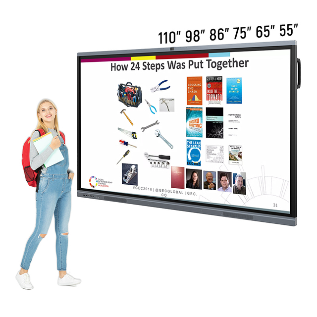 Dual System Education Teaching Interactive LED Display 20 Point IR Touch Screen Board 110/98/86/75/65 Inch 4K UHD 18-Month