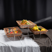 Présentoir à buffet, support à desserts, acier inoxydable, assiettes en céramique, étagère amovible, plateau de service à gâteaux et en-cas multi-niveaux, traiteur