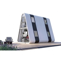 Capsule spatiale triangulaire double couche en acier léger, espace d'activités, maison mobile entièrement équipée pour gîte, camping et hôtel extérieur