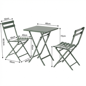 Modern Metal Frame Waterproof Folding Bistro Set 3 Pieces Portable Patio <strong>Table</strong> and Chairs for Balcony Garden <strong>Camping</strong> - Product Image 5