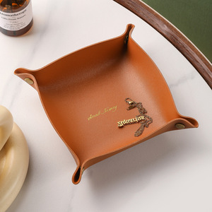 Caja de Almacenamiento de Cuero Multifuncional Plegable de Diseño Clásico Zenos, Bandeja para Llaves de Escritorio, Bolsa de Almacenamiento de Joyas y Cosméticos para Sala de Estar - Product Image 4